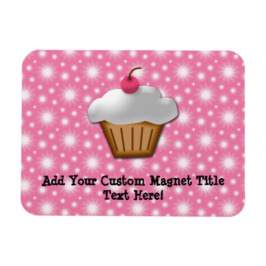 Cutout Cupcake met roze Cherry bovenaan Magneet (Horizontaal)