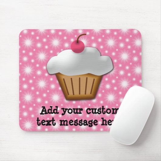 Cutout Cupcake met roze Cherry bovenaan Muismat (Met muis)