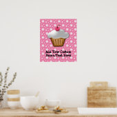 Cutout Cupcake met roze Cherry bovenaan Poster (Keuken)