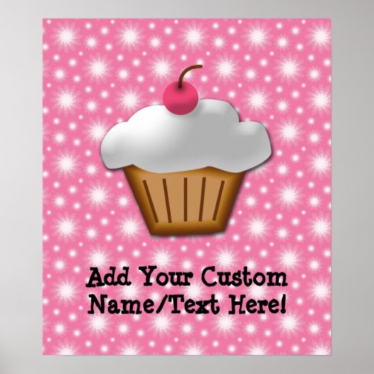 Cutout Cupcake met roze Cherry bovenaan Poster (Voorkant)