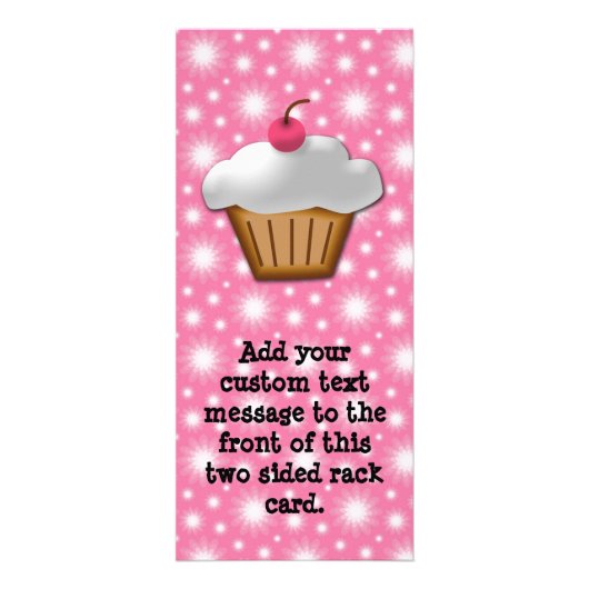Cutout Cupcake met roze Cherry bovenaan Reclamekaart (Voorkant)