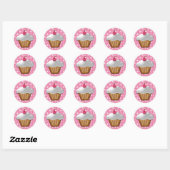 Cutout Cupcake met roze Cherry bovenaan Ronde Sticker (Vel)