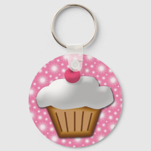 Cutout Cupcake met roze Cherry bovenaan Sleutelhanger