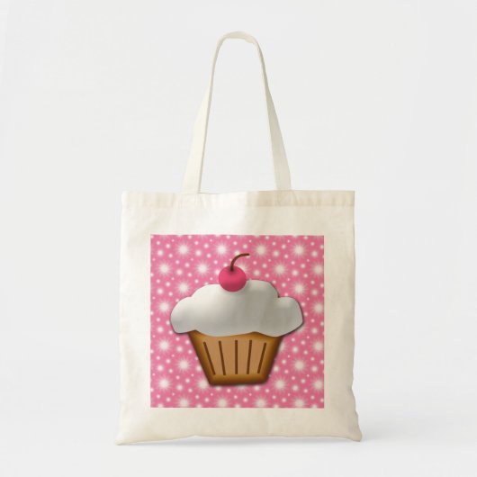 Cutout Cupcake met roze Cherry bovenaan Tote Bag (Voorkant)