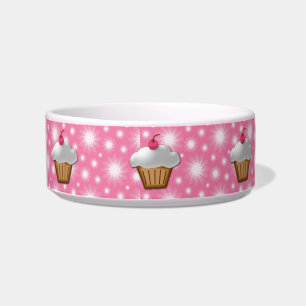 Cutout Cupcake met roze Cherry bovenaan Voerbakje