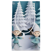 Cutout Elves in the Snow Christmas  Klein Cadeauzakje (Voorkant)