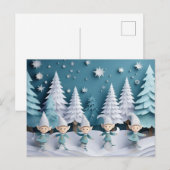 Cutout Elves in the Snow Personalized Christmas  Feestdagenkaart (Voorkant / Achterkant)