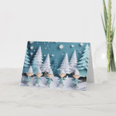 Cutout Elves in the Snow Personalized Christmas  Kaart (Voorkant)