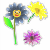 Cutout Happy Flowers vinyl sticker blad (Voorkant)
