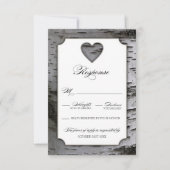 Cutout Heart Birch Tree Bark Wedding RSVP Kaarten (Voorkant)