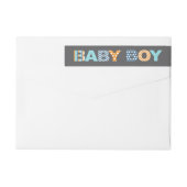 Cutout Letters Baby Boy Shower Wraparound Label (Achterkant)