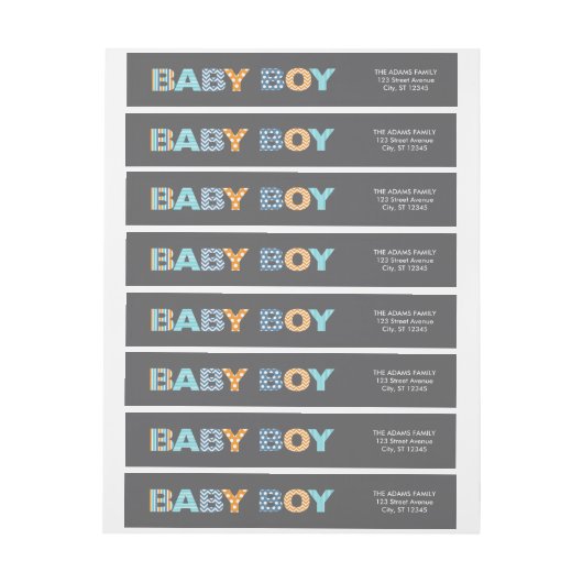 Cutout Letters Baby Boy Shower Wraparound Label (Vel)
