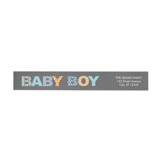 Cutout Letters Baby Boy Shower Wraparound Label (Individueel)