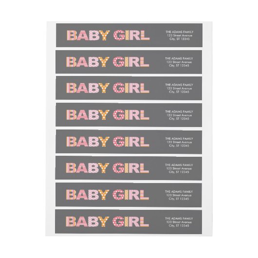 Cutout Letters Baby Girl Shower Wraparing Label (Vel)