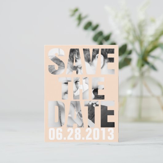 CUTOUT SAVE THE DATE Post Kaart (Staand voorkant)