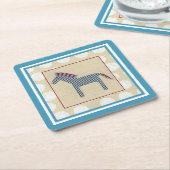 Cutout Zebra op Cream Background Kartonnen Onderzetters (Schuin)