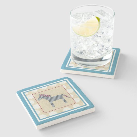 Cutout Zebra op Cream Background Stenen Onderzetter (Zijkant)