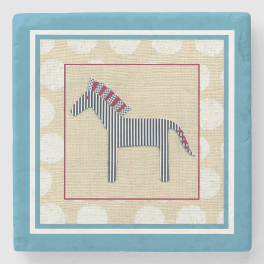 Cutout Zebra op Cream Background Stenen Onderzetter (Voorkant)