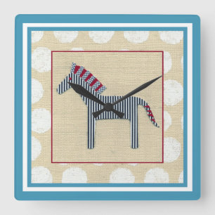 Cutout Zebra op Cream Background Vierkante Klok