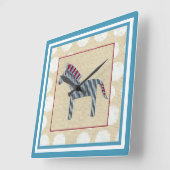 Cutout Zebra op Cream Background Vierkante Klok (Hoek)