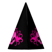 Cutrofiele roze schedel | Roze gothic Feesthoedjes (Achterkant)