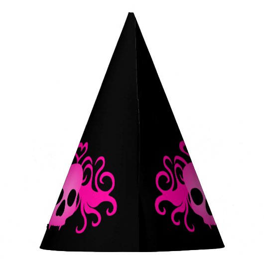 Cutrofiele roze schedel | Roze gothic Feesthoedjes (Achterkant)