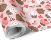 Cutrofielen, harten en kersen cadeaupapier (Rol Hoek)