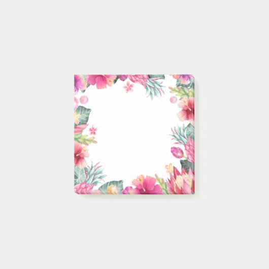 Cutrofielroze lijst met florale en naaldbladeren post-it® notes (Voorkant)
