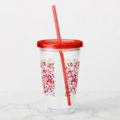 Cutrorood wit bloempatroon acryl drinkbeker (Links)