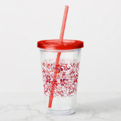 Cutrorood wit bloempatroon acryl drinkbeker (Achterkant)