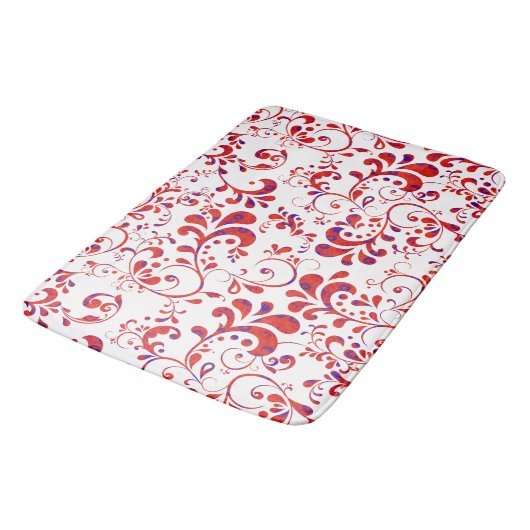 Cutrorood wit bloempatroon badmat (Gekanteld)