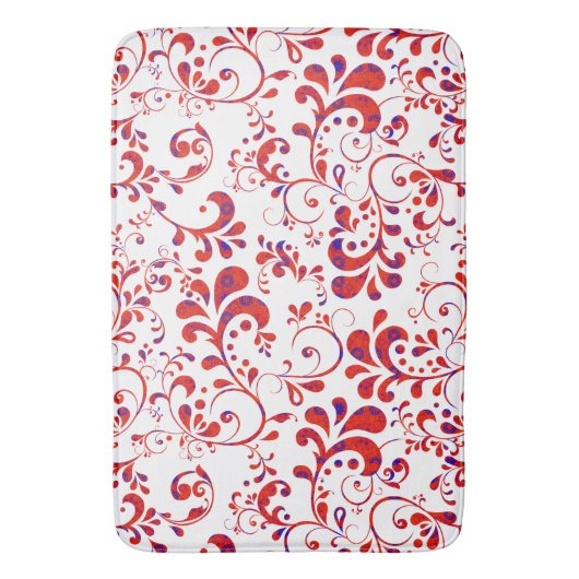 Cutrorood wit bloempatroon badmat (Voorkant Verticaal)