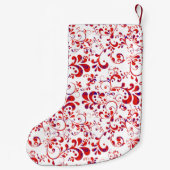 Cutrorood wit bloempatroon kleine kerstsok (Achterkant)