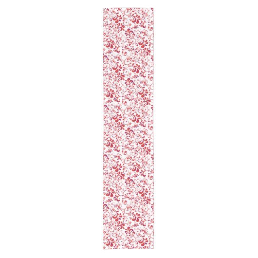 Cutrorood wit bloempatroon korte tafelloper (Voorkant)