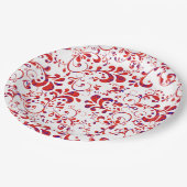 Cutrorood wit bloempatroon papieren bordje (Gekanteld)