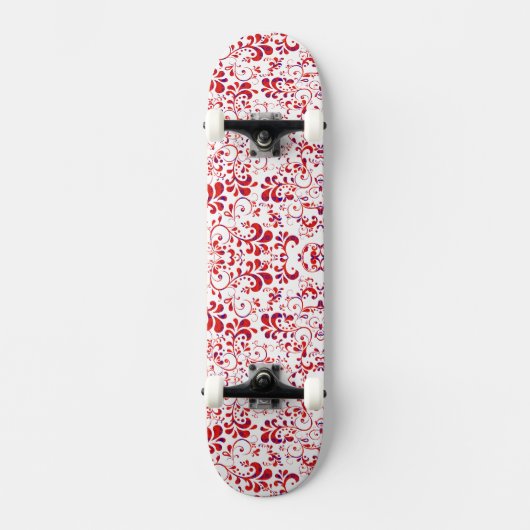 Cutrorood wit bloempatroon persoonlijk skateboard (Voorkant)