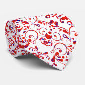 Cutrorood wit bloempatroon stropdas (Opgerold)