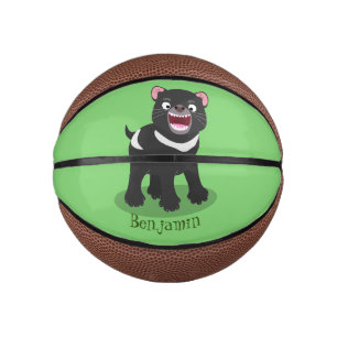 Cutrovende Tasmaanse duivelse cartoon illustratie Basketbal