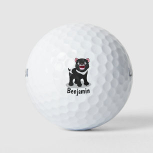 Cutrovende Tasmaanse duivelse cartoon illustratie Golfballen