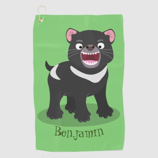 Cutrovende Tasmaanse duivelse cartoon illustratie Golfhanddoek (Voorkant)