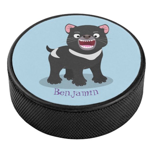Cutrovende Tasmaanse duivelse cartoon illustratie Hockey Puck (3/4)