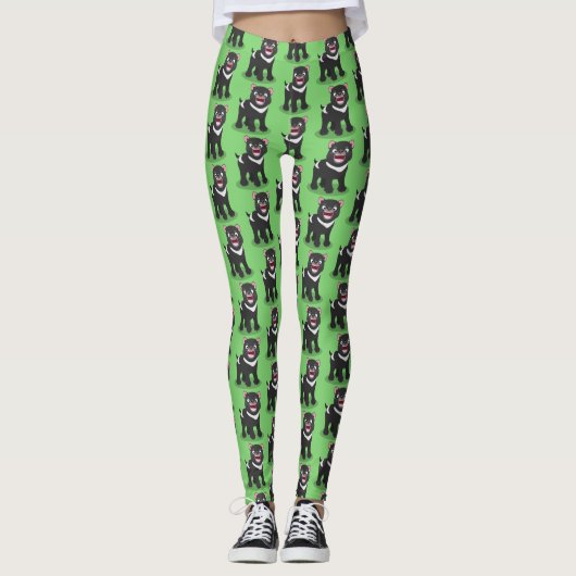 Cutrovende Tasmaanse duivelse cartoon illustratie Leggings (Voorkant)