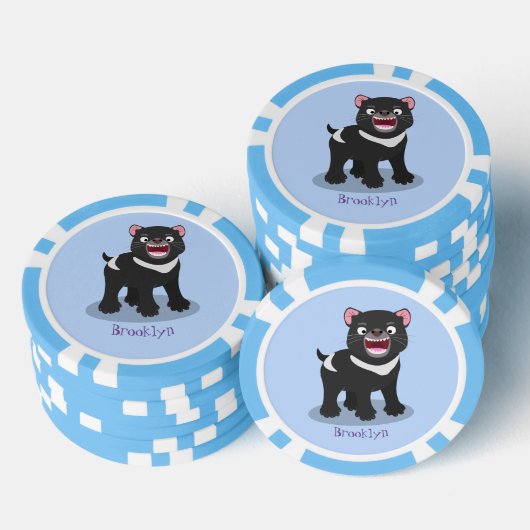 Cutrovende Tasmaanse duivelse cartoon illustratie Poker Chips (Opstapeling)