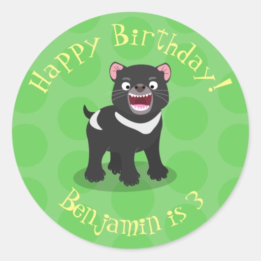 Cutrovende Tasmaanse duivelse cartoon illustratie Ronde Sticker (Voorkant)