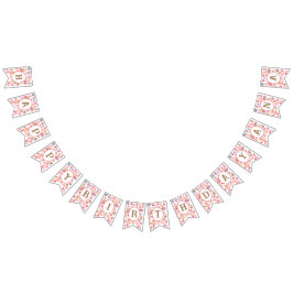 Cutroze waterverf met teddybeer en hart vlaggetjes