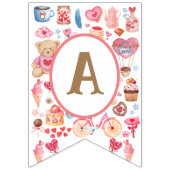 Cutroze waterverf met teddybeer en hart vlaggetjes (Tweede vlag)