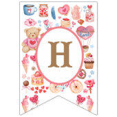 Cutroze waterverf met teddybeer en hart vlaggetjes (Eerste vlag)