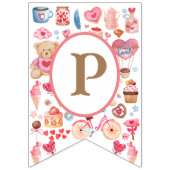 Cutroze waterverf met teddybeer en hart vlaggetjes (Derde vlag)