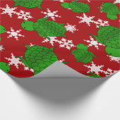 Cutschildpadrode sneeuwvlokken cadeaupapier (Hoek)