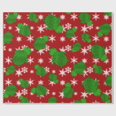 Cutschildpadrode sneeuwvlokken cadeaupapier (Vlak)